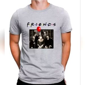 Horror Movie Killers Characters Scary Friends Pennywise Saw Jason Shirt Gray XL